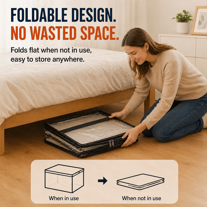 🏡 Clear the Mess Fast – Large Transparent Storage Bins for Clothes, Toys & More