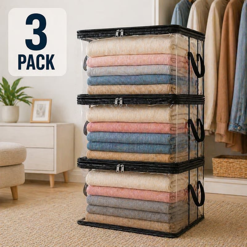 🏡 Clear the Mess Fast – Large Transparent Storage Bins for Clothes, Toys & More