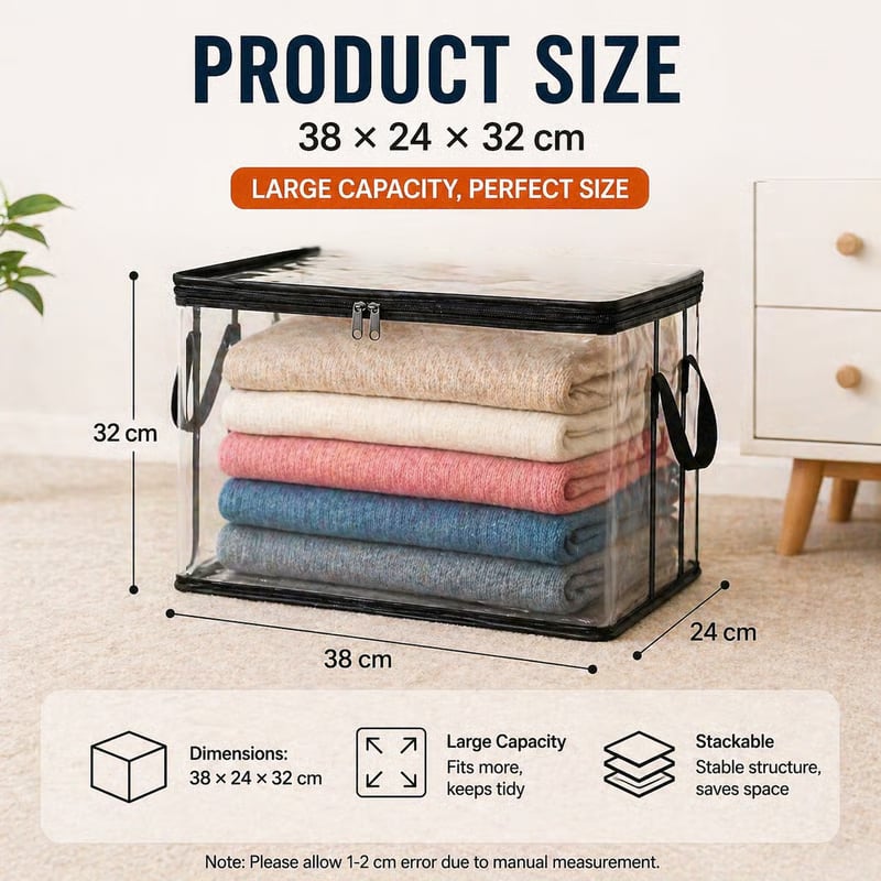 🏡 Clear the Mess Fast – Large Transparent Storage Bins for Clothes, Toys & More