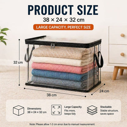 🏡 Clear the Mess Fast – Large Transparent Storage Bins for Clothes, Toys & More