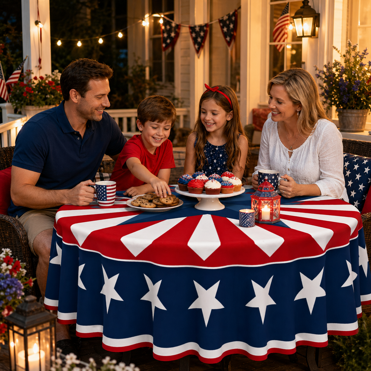 🎆 July 4th Patriotic Round Tablecloth – Outdoor Picnic & Party Decor 🇺🇸