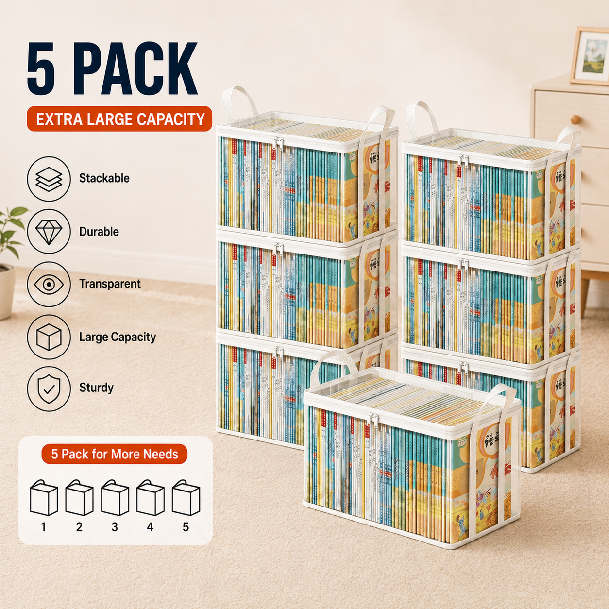 🏡 Clear the Mess Fast – Large Transparent Storage Bins for Clothes, Toys & More