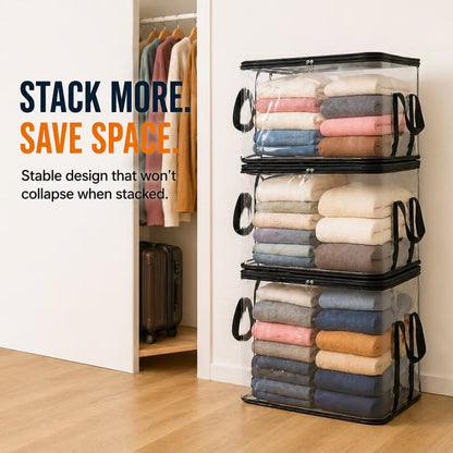 🏡 Clear the Mess Fast – Large Transparent Storage Bins for Clothes, Toys & More
