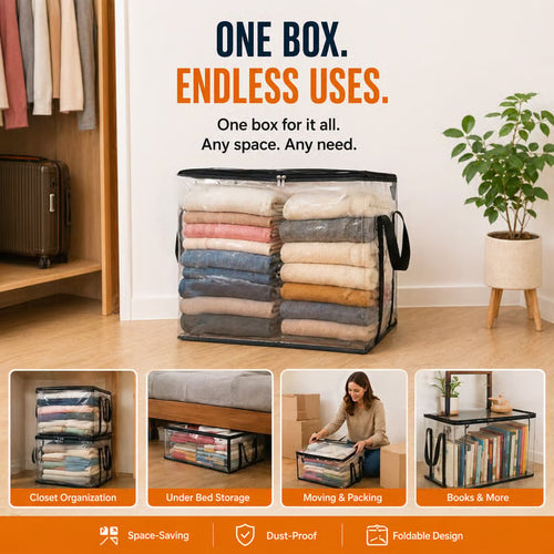 🏡 Clear the Mess Fast – Large Transparent Storage Bins for Clothes, Toys & More