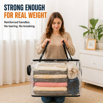 🏡 Clear the Mess Fast – Large Transparent Storage Bins for Clothes, Toys & More