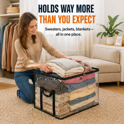 🏡 Clear the Mess Fast – Large Transparent Storage Bins for Clothes, Toys & More